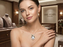 Load image into Gallery viewer, White Pearl Pendant Set – 14k Yellow Gold with Diamonds