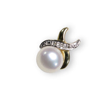 Load image into Gallery viewer, White Pearl Pendant Set – 14k Yellow Gold with Diamonds