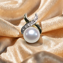 Load image into Gallery viewer, White Pearl Pendant Set – 14k Yellow Gold with Diamonds