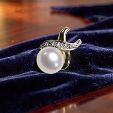 Load image into Gallery viewer, White Pearl Pendant Set – 14k Yellow Gold with Diamonds