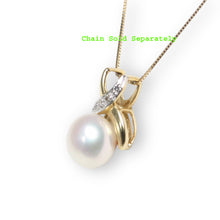 Load image into Gallery viewer, White Pearl Pendant Set – 14k Yellow Gold with Diamonds