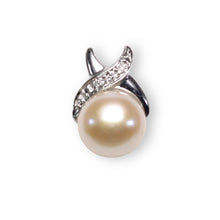 Load image into Gallery viewer, Natural Pink Pearl Pendant – 14k White Gold with Diamonds