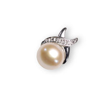 Load image into Gallery viewer, Natural Pink Pearl Pendant – 14k White Gold with Diamonds