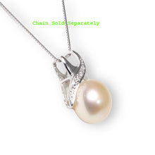 Load image into Gallery viewer, Natural Pink Pearl Pendant – 14k White Gold with Diamonds