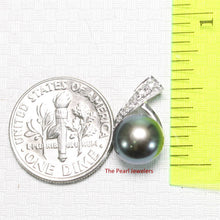 Load image into Gallery viewer, Black Pearl Pendant – 14k White Gold with Diamond Setting