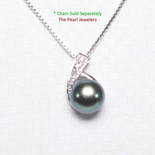 Load image into Gallery viewer, Black Pearl Pendant – 14k White Gold with Diamond Setting