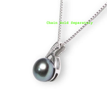 Load image into Gallery viewer, Black Pearl Pendant – 14k White Gold with Diamond Setting