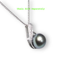 Load image into Gallery viewer, Black Pearl Pendant – 14k White Gold with Diamond Setting