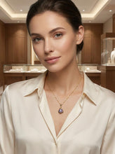 Load image into Gallery viewer, Black Pearl Pendant – 14k Yellow Gold with 3 Leaf Design