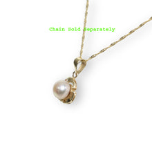 Load image into Gallery viewer, Pink Pearl Pendant – 14k Yellow Gold Three Leaf Design