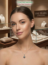 Load image into Gallery viewer, Black Pearl Leaf Pendant – 14k White Gold Three-Leaf Design