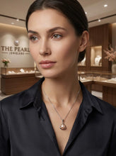 Load image into Gallery viewer, Pink Pearl Three Leaf Pendant – 14k White Gold Circle Design