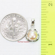 Load image into Gallery viewer, Pink Pearl Three Leaf Pendant – 14k White Gold Circle Design