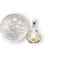 Load image into Gallery viewer, Pink Pearl Three Leaf Pendant – 14k White Gold Circle Design
