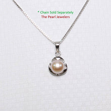 Load image into Gallery viewer, Pink Pearl Three Leaf Pendant – 14k White Gold Circle Design