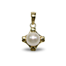 Load image into Gallery viewer, White Pearl Love Hearts Pendant – 14k Yellow Gold