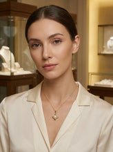 Load image into Gallery viewer, White Pearl Love Hearts Pendant – 14k Yellow Gold