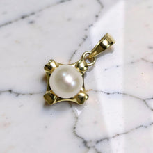 Load image into Gallery viewer, White Pearl Love Hearts Pendant – 14k Yellow Gold