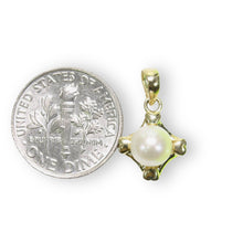 Load image into Gallery viewer, White Pearl Love Hearts Pendant – 14k Yellow Gold