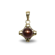 Load image into Gallery viewer, Chocolate Pearl Pendant – 14k Yellow Gold Heart Design