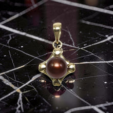 Load image into Gallery viewer, Chocolate Pearl Pendant – 14k Yellow Gold Heart Design