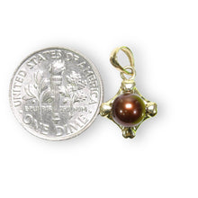 Load image into Gallery viewer, Chocolate Pearl Pendant – 14k Yellow Gold Heart Design