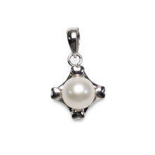 Load image into Gallery viewer, White Pearl Pendant – 14k White Gold Heart Design