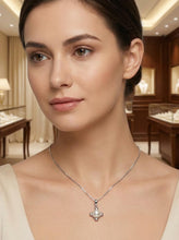 Load image into Gallery viewer, White Pearl Pendant – 14k White Gold Heart Design