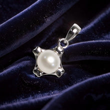 Load image into Gallery viewer, White Pearl Pendant – 14k White Gold Heart Design