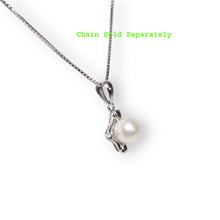 Load image into Gallery viewer, White Pearl Pendant – 14k White Gold Heart Design