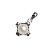 Load image into Gallery viewer, White Pearl Pendant – 14k White Gold Heart Design