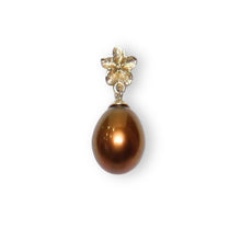 Load image into Gallery viewer, Chocolate Pearl Pendant – 14k Yellow Gold Hawaiian Plumeria Design