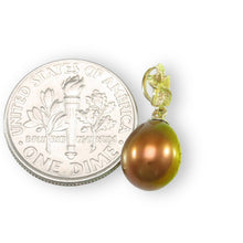 Load image into Gallery viewer, Chocolate Pearl Pendant – 14k Yellow Gold Hawaiian Plumeria Design