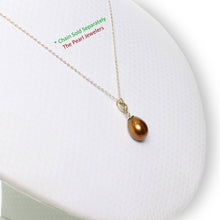 Load image into Gallery viewer, Chocolate Pearl Pendant – 14k Yellow Gold Hawaiian Plumeria Design