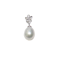 Load image into Gallery viewer, White Pearl Plumeria Pendant – 14k White Gold Raindrop Design
