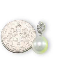 Load image into Gallery viewer, White Pearl Plumeria Pendant – 14k White Gold Raindrop Design