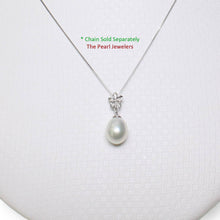 Load image into Gallery viewer, White Pearl Plumeria Pendant – 14k White Gold Raindrop Design