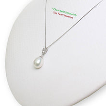 Load image into Gallery viewer, White Pearl Plumeria Pendant – 14k White Gold Raindrop Design