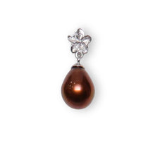 Load image into Gallery viewer, Chocolate Pearl Pendant – 14k White Gold Hawaiian Plumeria Design