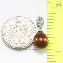 Load image into Gallery viewer, Chocolate Pearl Pendant – 14k White Gold Hawaiian Plumeria Design