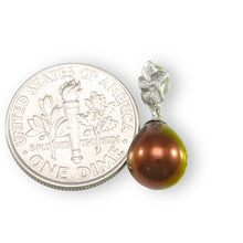Load image into Gallery viewer, Chocolate Pearl Pendant – 14k White Gold Hawaiian Plumeria Design