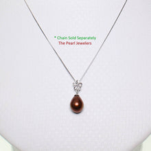 Load image into Gallery viewer, Chocolate Pearl Pendant – 14k White Gold Hawaiian Plumeria Design