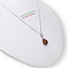 Load image into Gallery viewer, Chocolate Pearl Pendant – 14k White Gold Hawaiian Plumeria Design