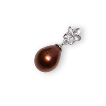 Load image into Gallery viewer, Chocolate Pearl Pendant – 14k White Gold Hawaiian Plumeria Design