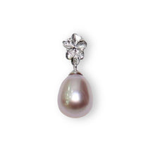Load image into Gallery viewer, Lavender Pearl Pendant – 14k White Gold Hawaiian Plumeria Design