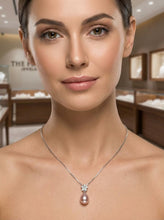 Load image into Gallery viewer, Lavender Pearl Pendant – 14k White Gold Hawaiian Plumeria Design