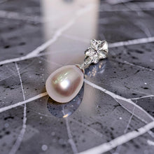 Load image into Gallery viewer, Lavender Pearl Pendant – 14k White Gold Hawaiian Plumeria Design
