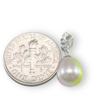 Load image into Gallery viewer, Lavender Pearl Pendant – 14k White Gold Hawaiian Plumeria Design