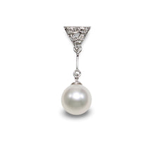 Load image into Gallery viewer, White Pearl Leaf Bail Pendant – 14k White Gold