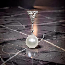 Load image into Gallery viewer, White Pearl Leaf Bail Pendant – 14k White Gold